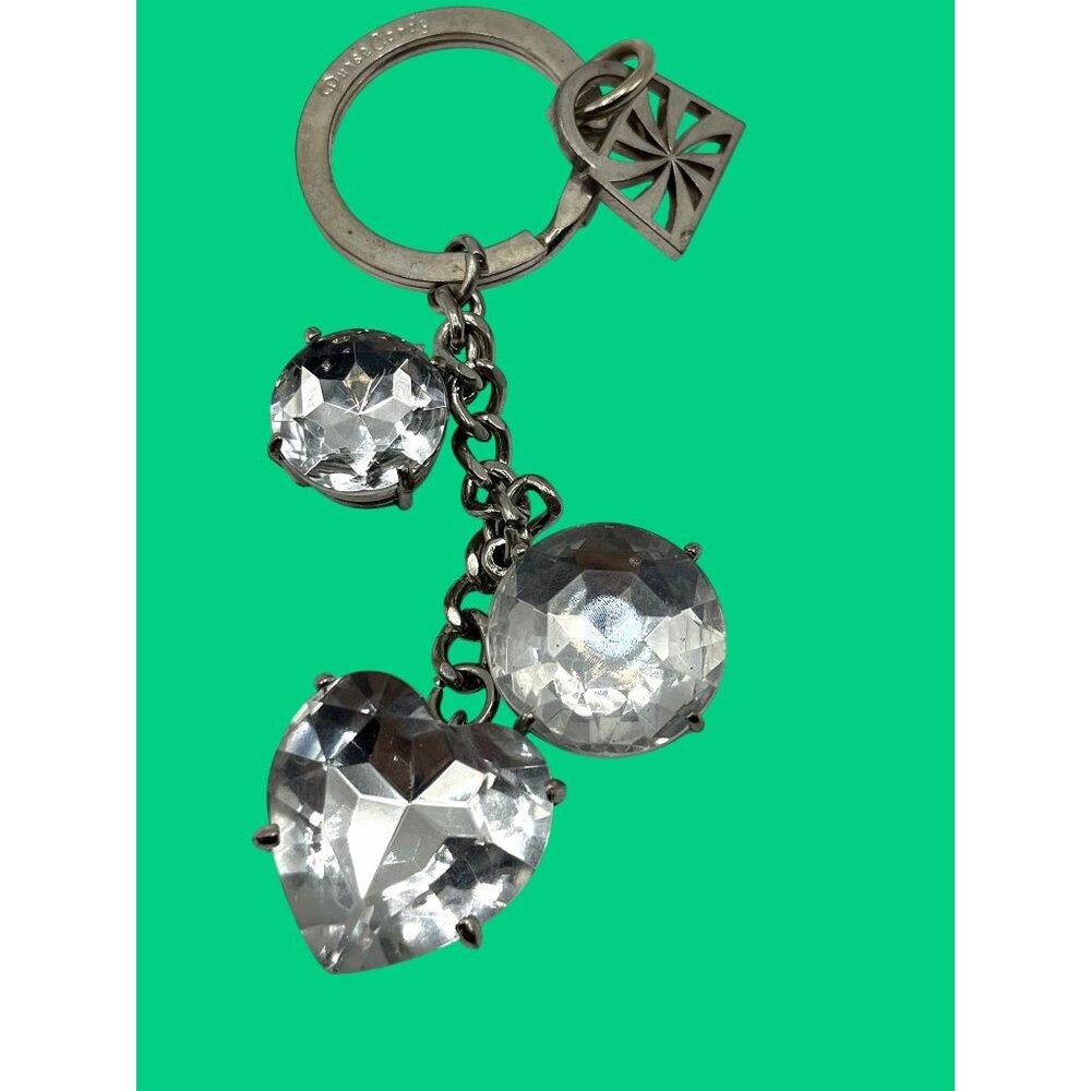 Purse Candy Charm Keychain Silver-Tone With Heart & Round Pendants